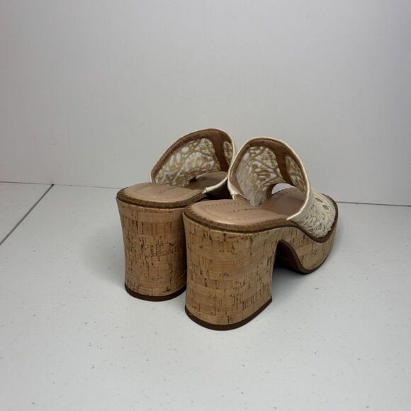 Lucky Brand Women's Talvy Macrame Platform Sandals Slides Cork Lace Womens - Picture 4 of 9